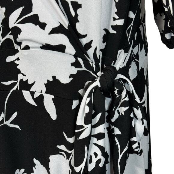 Lane Bryant SZ 20 Hi-Low Midi Dress Faux Wrap Floral Stretch Surplice V-Neck - Picture 10 of 13